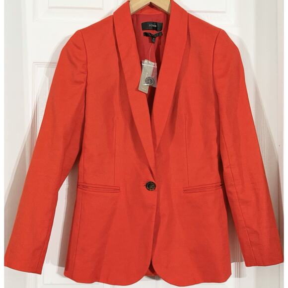 NEW J. Crew Parke H9710 Women's Orange Linen Blend Blazer Size 0 NWT - Picture 1 of 3